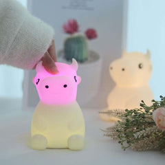 Colorful Dimming Silicone Calf Cow Night Light - LED Bedside Lamp with USB Charging