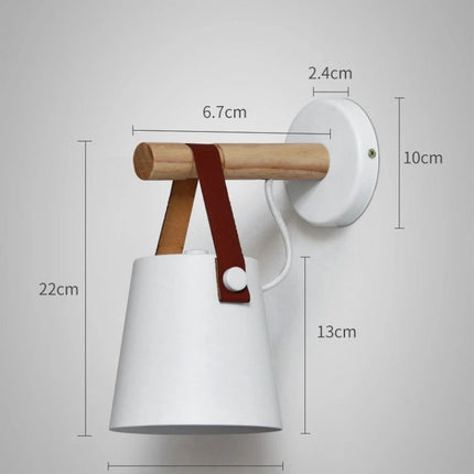 Wooden Wall Lamp for Everyday Bedroom Lighting Needs - Art Deco wood and iron bedside wall lamp, downward light for 5m², 22x13cm compact design