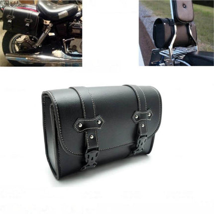 KEMiMOTO PU Leather Saddle Bags For Harley Sportster compact black PU leather saddle bag with buckles for easy mounting