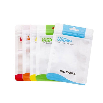 Plastic Sealing Bags for Data Cables, 10.5x15cm and 8x14cm Pack of 100 - assorted resealable clear pouches for USB cables and small electronics