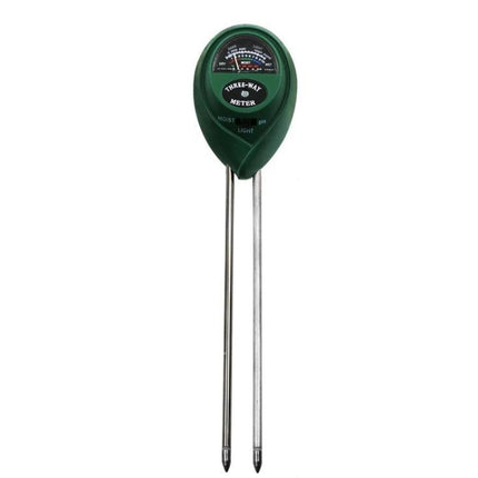 3-in-1 Soil Tester for Garden pH, Moisture, and Light Levels - green double-needle probe with analog meter for potted plants and garden beds