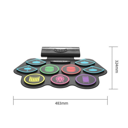 Electronic drum kit for beginner home music practice sessions compact foldable silent practice pad with colorful rubber drum pads and built-in speaker