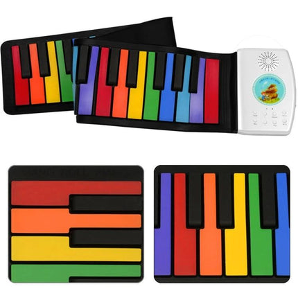 Enjoy music at home with this foldable piano for kids colorful roll-up keyboard for easy practice and storage