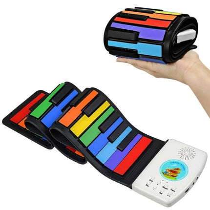 Enjoy music at home with this foldable piano for kids - colorful portable roll-up keyboard for practice and easy storage