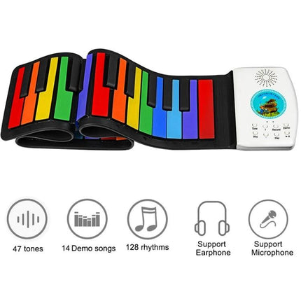 Enjoy music at home with this foldable piano for kids - colorful roll-up keyboard for practice, portable and easy to store