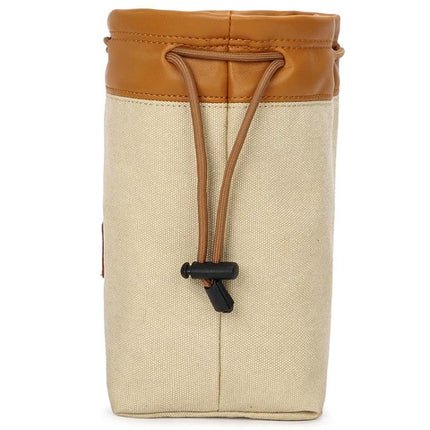 S.C.COTTON Waterproof Liner Bag for Digital Camera Protection beige canvas with PU leather top and drawstring closure