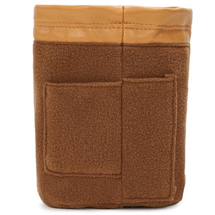 S.C.COTTON Waterproof Liner Bag for Digital Camera Protection in brown fleece and PU leather, compact padded camera liner for travel