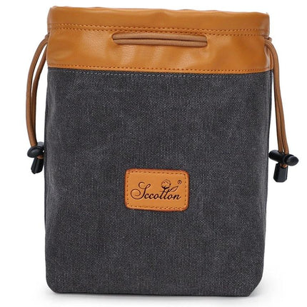 S.C.COTTON Waterproof Liner Bag for Digital Camera Protection in gray canvas with PU leather trim and fleece lining