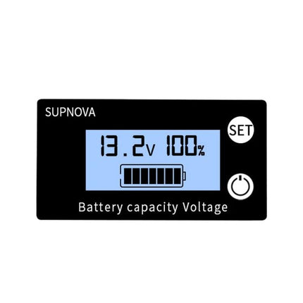 SUPNOVA Battery Capacity and Voltage Monitor for Vehicles digital display showing 13.2V and 100% battery level
