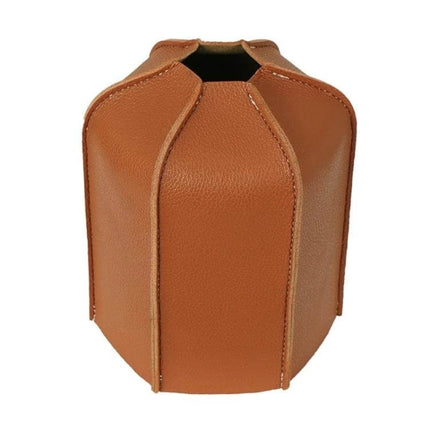 Outdoor PU Gas Tank Protective Cover For 230g And 450g Tanks in brown PU leather, wear-resistant camping gas canister sleeve