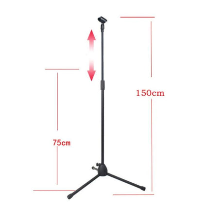 Microphone Stand for Stage and School Performances - adjustable carbon steel stand 75–150cm height for classroom and stage use
