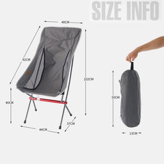 Silla plegable portátil de exterior con altura ajustable para acampar y pescar