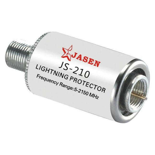 Coaxial Lightning Arrester for Satellite TV Protection Systems - metal JS-210 lightning protector for coaxial antenna cable, F/IEC connectors