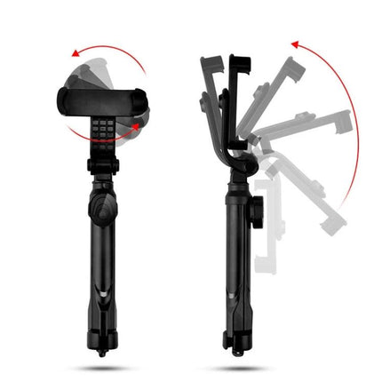 Tripod Selfie Stick for Everyday Photos and Group Shots showing adjustable phone holder and foldable tripod for steady group photos