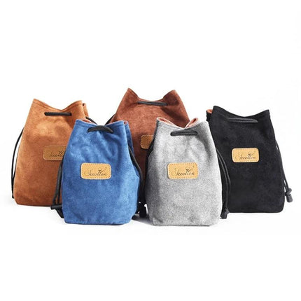 S.C. Cotton Protective SLR Lens Camera Bag with Liner Options in assorted colors showing square and round designs for travel and storage