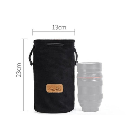 S.C.COTTON Protective Camera Bag for SLR Lenses and Travel black velvet drawstring pouch 13x23cm protective lens storage