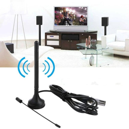 Indoor TV and Radio Antenna for Enhanced Car and Home Reception - compact VHF/UHF indoor antenna with magnetic base and cable for car or home use