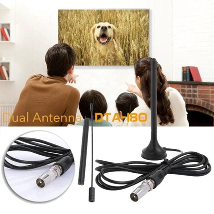Indoor TV and Radio Antenna for Enhanced Car and Home Reception - dual indoor antenna with coax cable and magnetic base