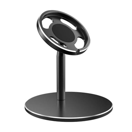 MagSafe Magnetic Wireless Charging Stand with Adjustable Angle aluminum desk stand holding 55.9mm MagSafe charger, black, angled for calls and media