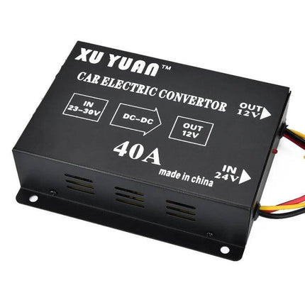 XUYAN 24V to 12V Step-Down Converter for Automotive Devices black 40A DC-DC car electric converter for refrigerators speakers cameras