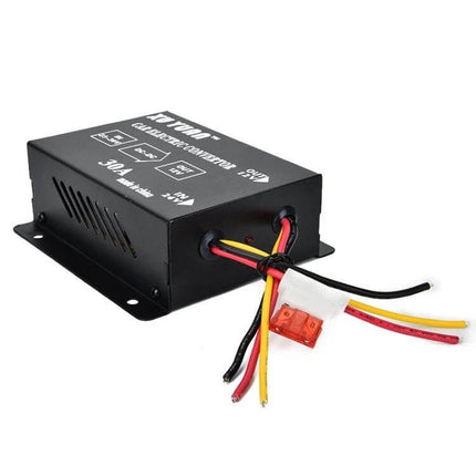 XUYUAN 24V to 12V Step-Down Converter for Automotive Devices black aluminum housing with wiring harness for car refrigerators speakers cameras