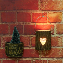 Valentine's Day Rustic Wooden Candle Holder - Elegant Atmosphere Lamp for Home and Cafe Decor