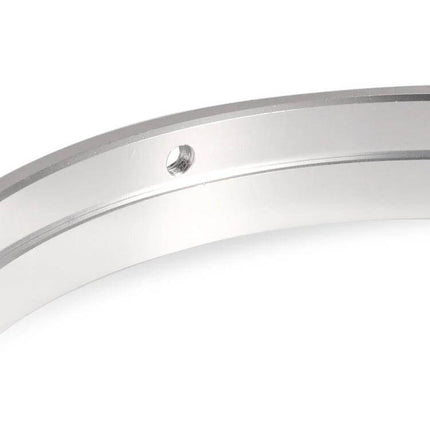 7 Inch Motorcycle Headlight Ring Bracket Black Easy Install - close-up of CNC-machined silver ring with threaded mounting hole, rust-resistant finish