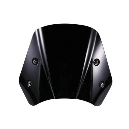 5-7 Inch Retro Motorcycle Windshield Black - Universal Fit compact black PC retro motorcycle windscreen for cruisers and city commuting