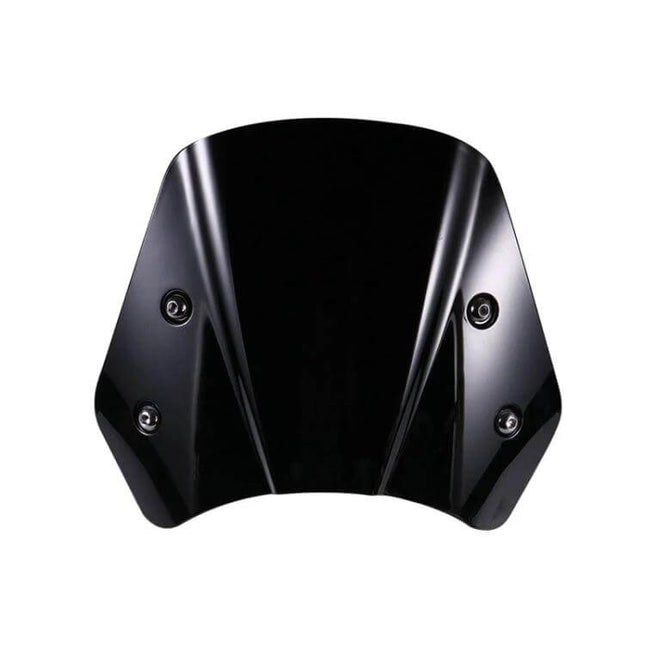5-7 Inch Retro Motorcycle Windshield Black - Universal Fit compact black PC retro motorcycle windscreen for cruisers and city commuting
