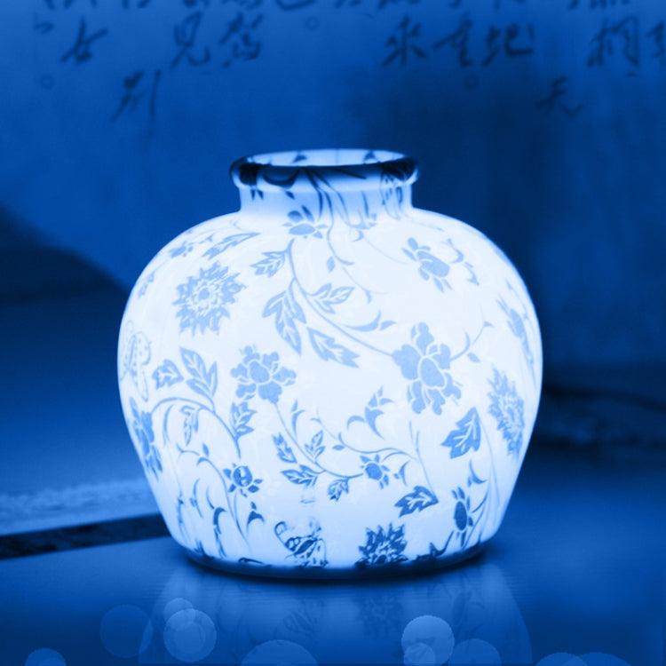 USB Rechargeable Blue-and-White Porcelain LED Night Light with Pat Sensor - Silicone Bedside Lamp