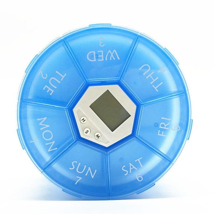 Portable 7-Cell Electronic Pill Organizer with Night Light and Timing Reminder