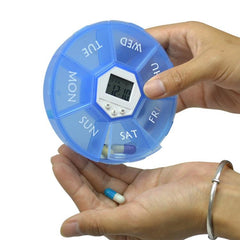 Portable 7-Cell Electronic Pill Organizer with Night Light and Timing Reminder