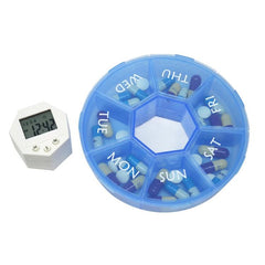 Portable 7-Cell Electronic Pill Organizer with Night Light and Timing Reminder