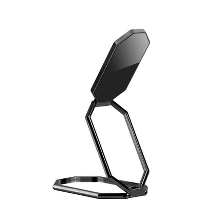 Magnetic Zinc Alloy Phone Ring Holder for Cars and Daily Use - black foldable stand for hands-free viewing, car mounting and desk use