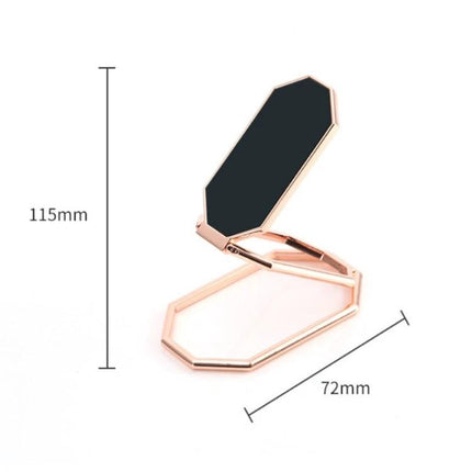 Magnetic Zinc Alloy Phone Ring Holder for Cars and Daily Use - rose gold octagon foldable phone ring stand, 115mm x 72mm dimensions