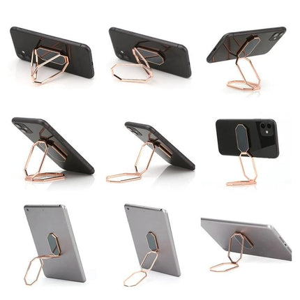 Magnetic Zinc Alloy Phone Ring Holder for Cars and Daily Use - rose gold folding stand and car-safe magnetic grip for hands-free viewing
