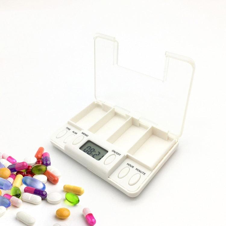 Smart Reminder 4-Cell Portable Pill Organizer with Timed Alerts and Compartments