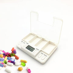 Smart Reminder 4-Cell Portable Pill Organizer with Timed Alerts and Compartments