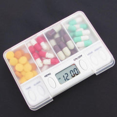 Smart Reminder 4-Cell Portable Pill Organizer with Timed Alerts and Compartments