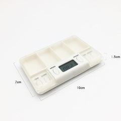 Pastillero portátil de plástico con recordatorio inteligente y temporizador de 4 celdas TF200