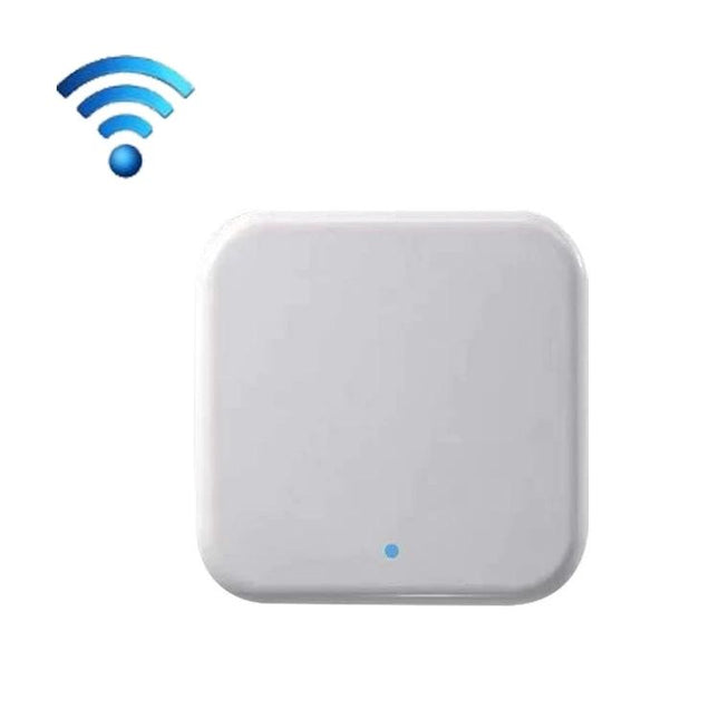 Wireless App-Controlled Smart Gateway for Home Security compact white wireless gateway device for remote door access and security monitoring