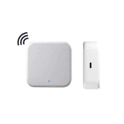 Wireless App-Controlled Smart Gateway for Home Security compact white wireless gateway and sensor for remote door access control via mobile app