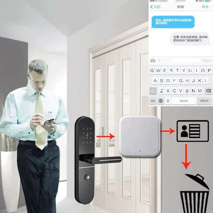 Wireless App-Controlled Smart Gateway for Home Security showing mobile unlock, smart lock integration and remote access control