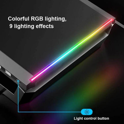 ICE COOREL T1 Foldable Laptop Stand for Ergonomic Viewing with colorful RGB lighting and light control button, 9 lighting effects