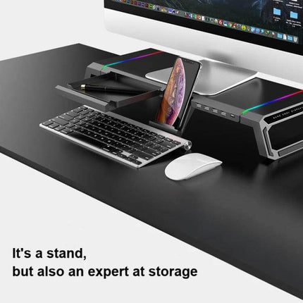 ICE COOREL T1 Foldable Laptop Stand for Ergonomic Viewing on desk with keyboard, mouse, phone slot and storage compartments