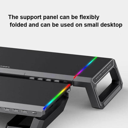 ICE COOREL T1 Foldable Laptop Stand for Ergonomic Viewing - ABS foldable support panel with RGB accent for compact desks