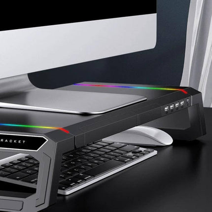 ICE COOREL T1 Foldable Laptop Stand for Ergonomic Viewing - ABS foldable riser elevating laptop with RGB accents for home office and travel