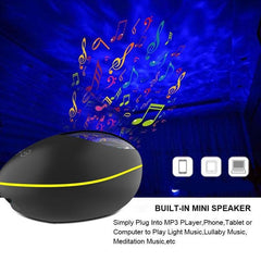 HMT-01 - Luz LED de proyección oceánica con piedra de la suerte y control remoto, luz nocturna colorida, altavoz Bluetooth multifuncional con USB