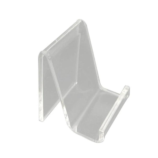 Acrylic Stand for Displaying Mobile Phones in Shops, 10-Pack - clear geometric retail phone display stand for counters and shelves