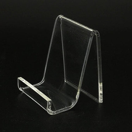 Acrylic Stand for Displaying Mobile Phones in Shops, 10-Pack - clear geometric retail phone display stand for counters and shelves